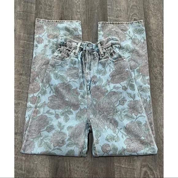 Ganni x Levis Floral Print Hi Rise Straight Leg Size 27 x 31 - Picture 3 of 11